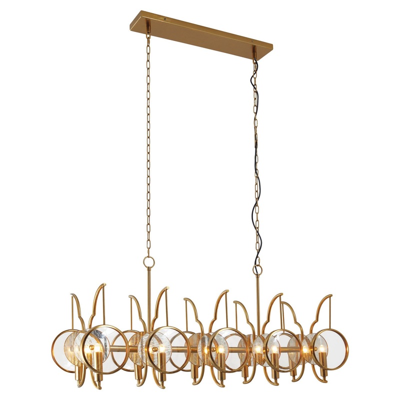 Into Focus Ten Light Island Pendant in Brass Antq