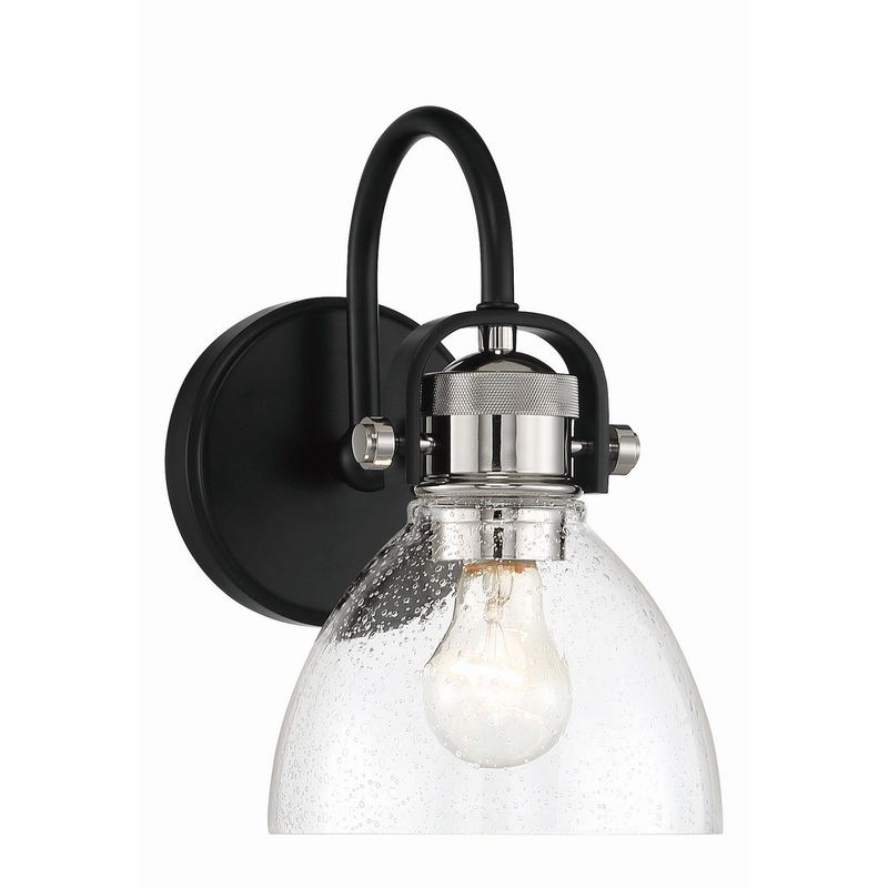 Monico One Light Bath in Coal W/Polished Nickel Highlig