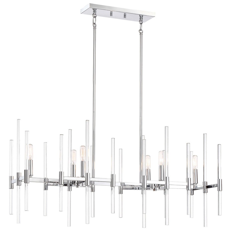 Pillar Six Light Island Pendant in Chrome