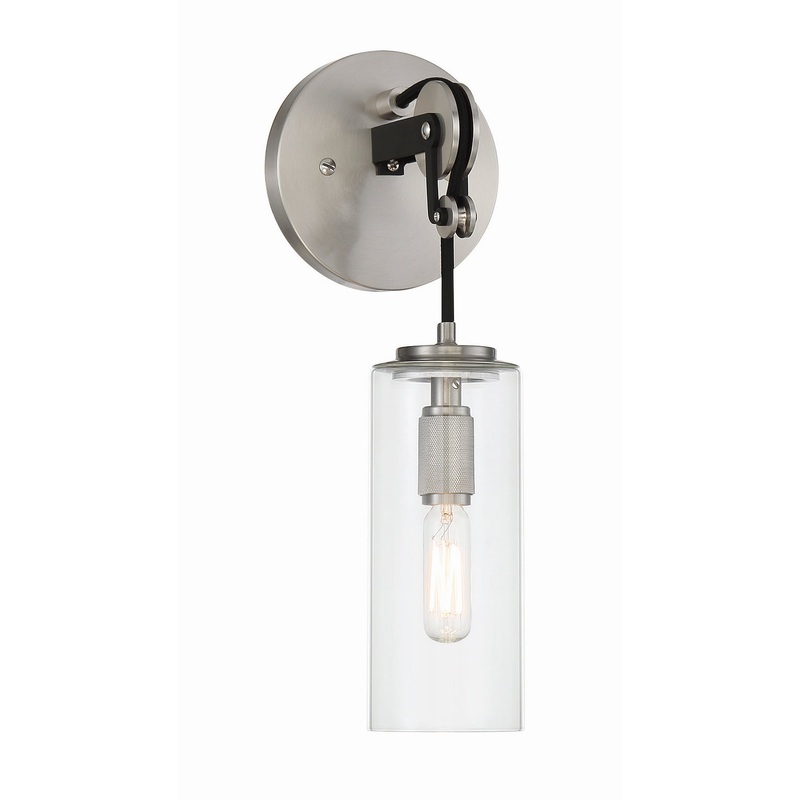 Pullman Junction One Light Bath Bar in Coal With Brushed Nickel