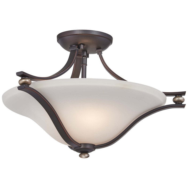 Shadowglen Two Light Semi Flush Mount in Lathan Bronze With Gold Highli