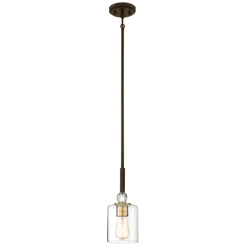 Studio 5 One Light Mini Pendant in Painted Bronze W/Natural Brush