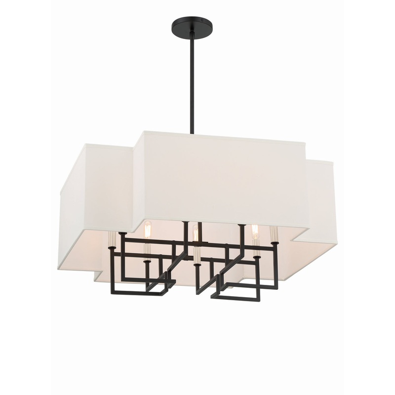 Upham Estates Eight Light Pendant in Coal W/Polished Nickel Highlig