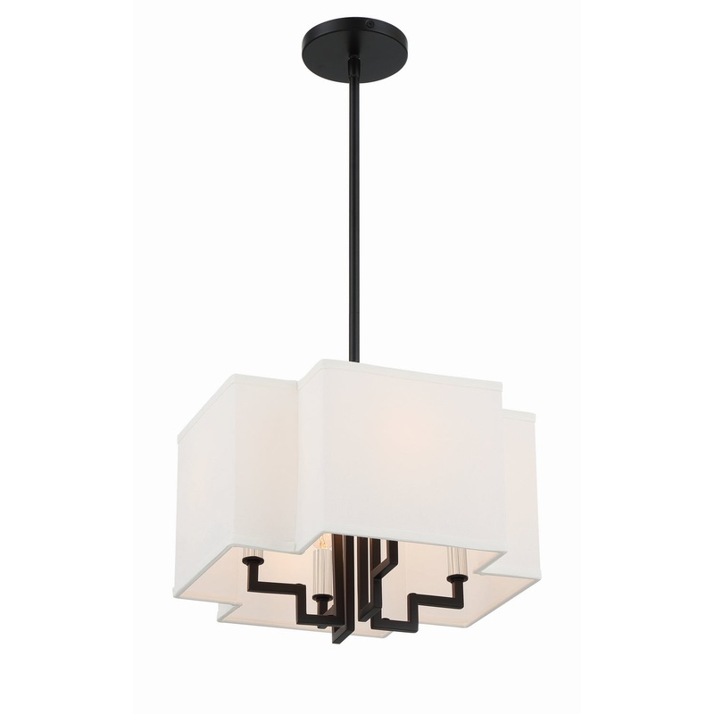 Upham Estates Four Light Pendant/Semi Flush Mount in Coal W/Polished Nickel Highlig