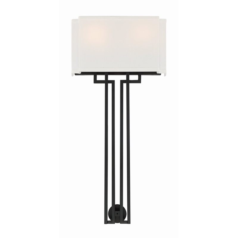 Upham Estates Two Light Wall Sconce in Coal W/Polished Nickel Highlig
