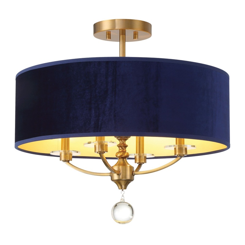 Van Noord Four Light Semi Flush Mount in Oxidized Aged Brass