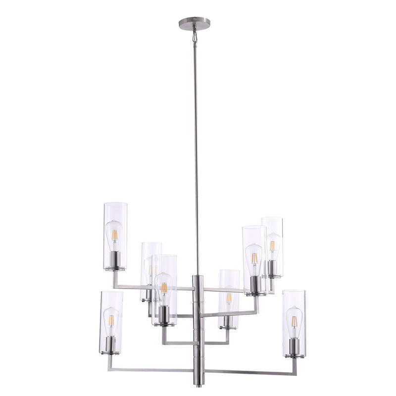 Acacia Eight Light Chandelier in Brushed Nickel