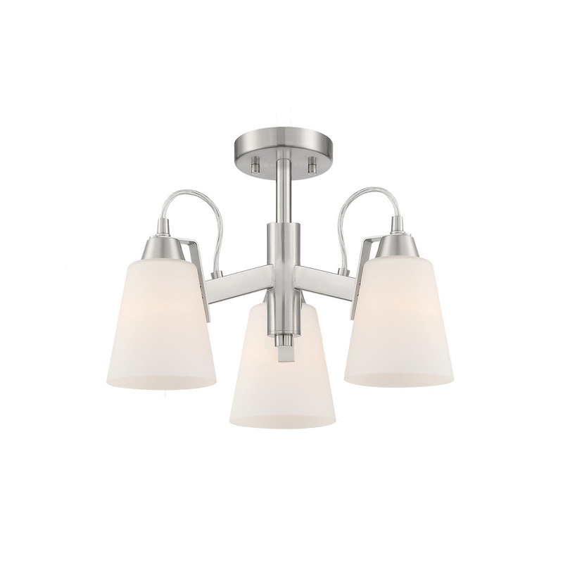 Beckonridge Three Light Semi Flush Mount in Brushed Nickel