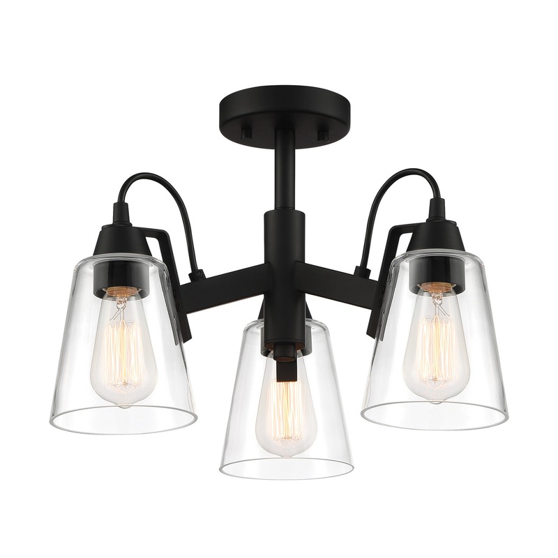 Beckonridge Three Light Semi Flush Mount in Coal