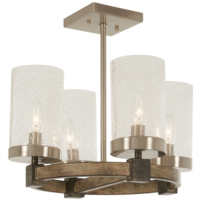 Bridlewood Four Light Semi Flush Mount in Stone Grey W/Brushed Nickel