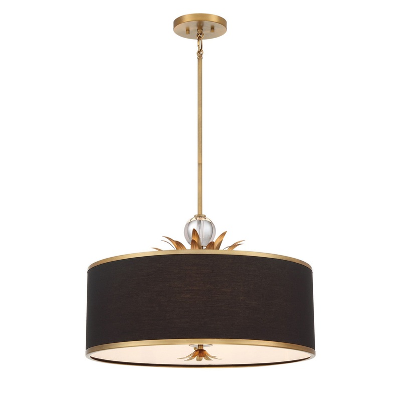 Caprio Four Light Pendant in Natural Brushed Brass