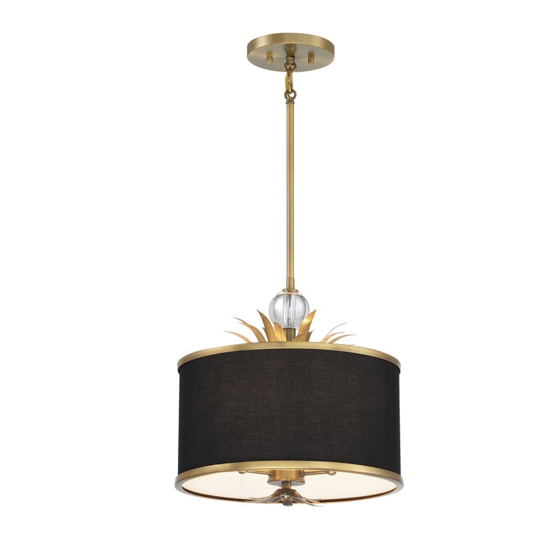 Caprio Three Light Pendant in Natural Brushed Brass