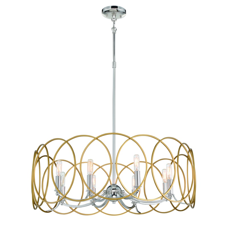 Chassell Eight Light Pendant in Painted Honey Gold With Polish