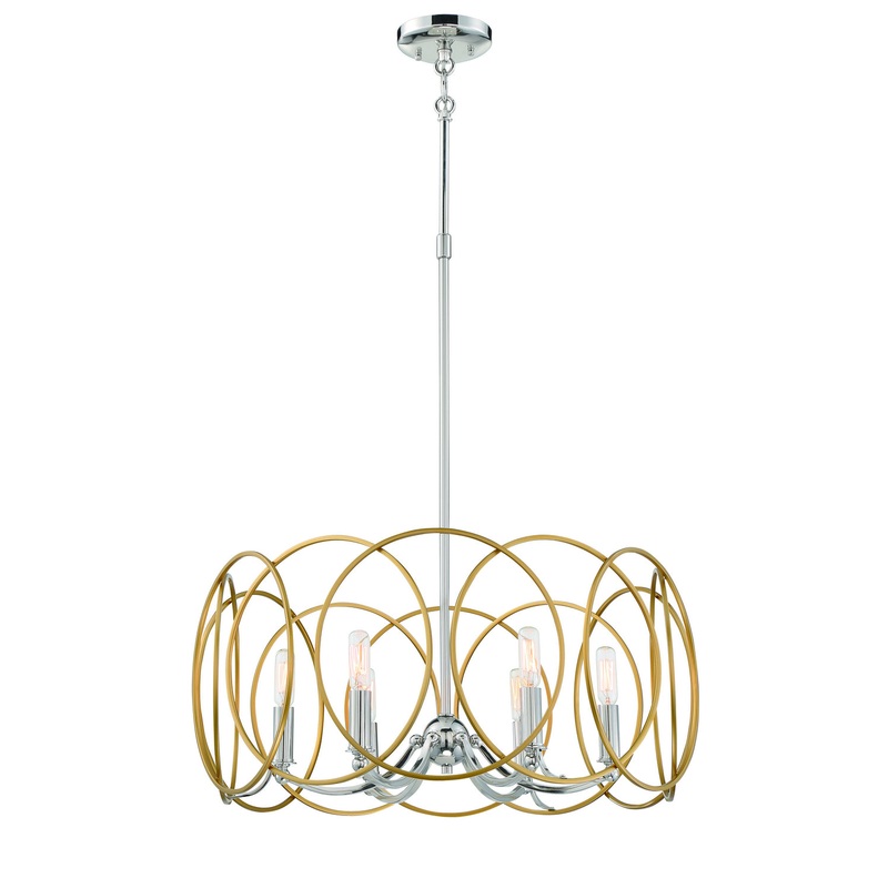 Chassell Six Light Pendant in Painted Honey Gold With Polish