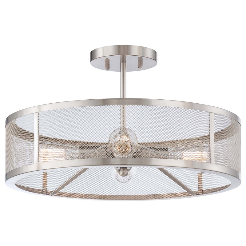Downtown Edison Four Light Semi Flush Mount in Brushed Nickel