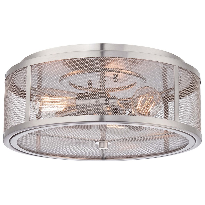 Downtown Edison Three Light Flush Mount in Brushed Nickel