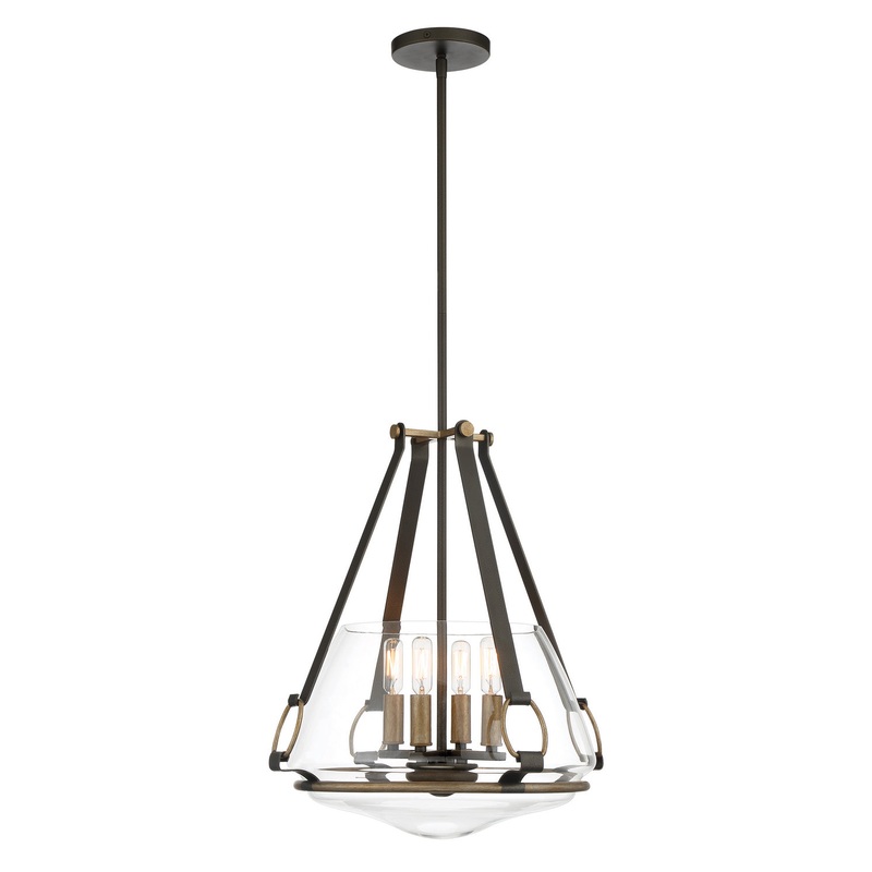 Eden Valley Four Light Pendant/Semi Flush Mount in Smoked Iron W/Aged Gold