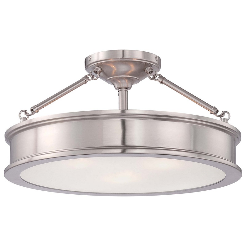 Harbour Point Three Light Semi Flush Mount in Brushed Nickel