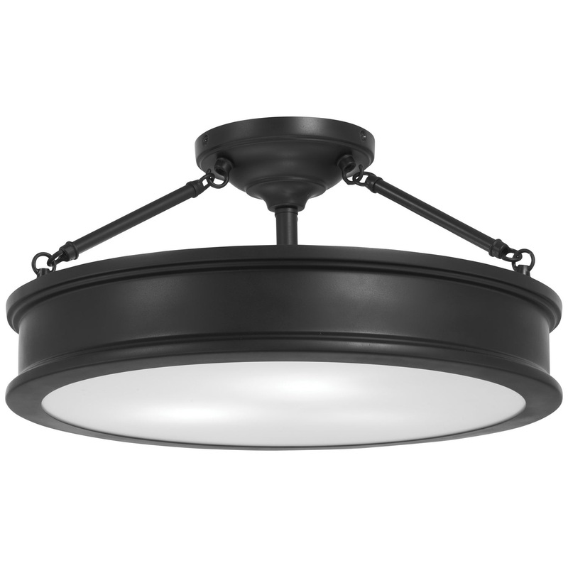 Harbour Point Three Light Semi Flush Mount in Coal