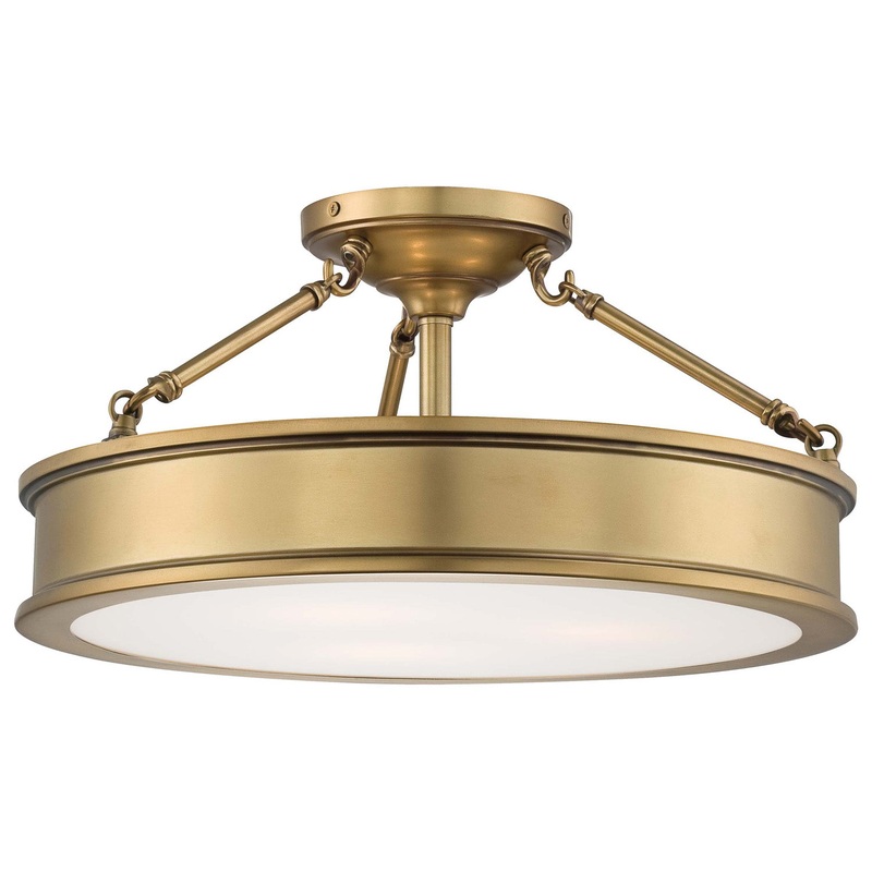 Harbour Point Three Light Semi Flush Mount in Liberty Gold