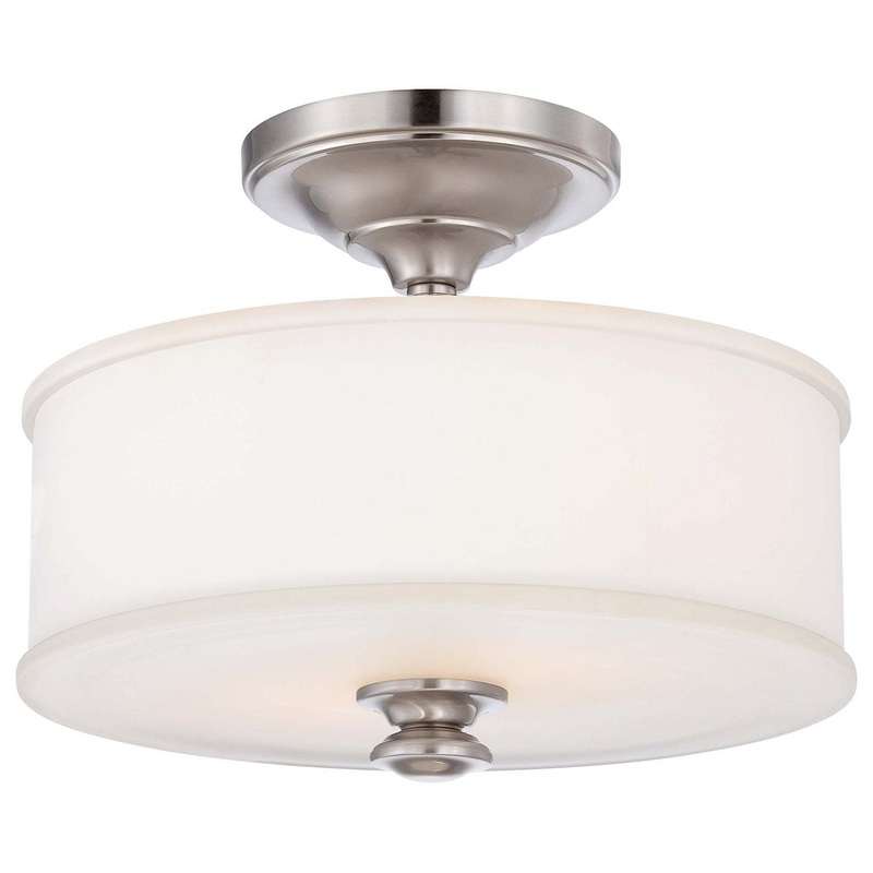 Harbour Point Two Light Semi Flush Mount in Brushed Nickel