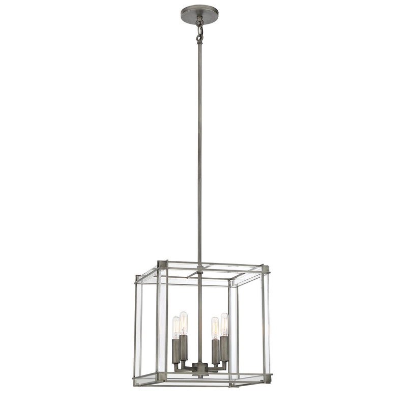 Langen Square Four Light Pendant in Antique Nickel (Painted)