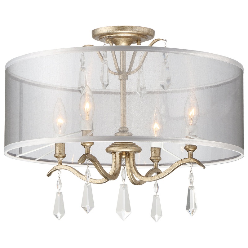Laurel Estate Four Light Semi Flush Mount in Brio Gold