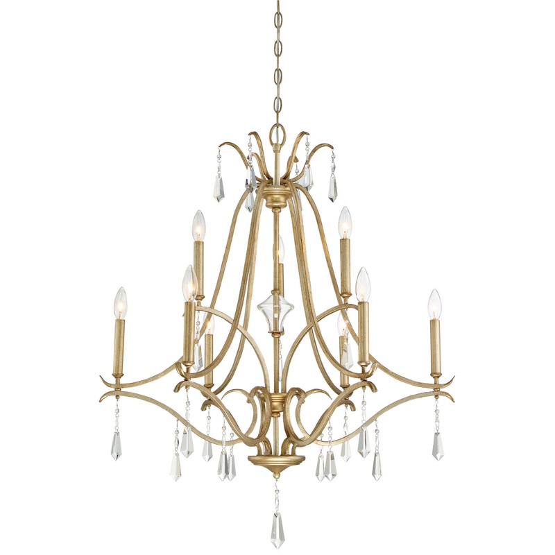 Laurel Estate Nine Light Chandelier in Brio Gold