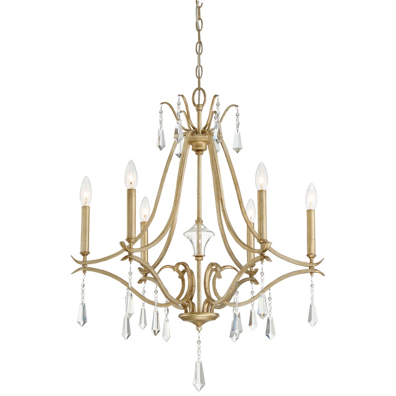Laurel Estate Six Light Chandelier in Brio Gold