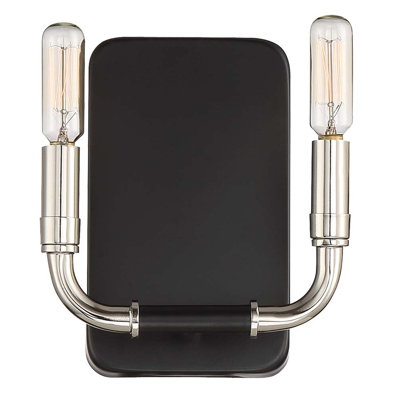 Liege Two Light Wall Sconce in Coal W/Polished Nickel Highlig