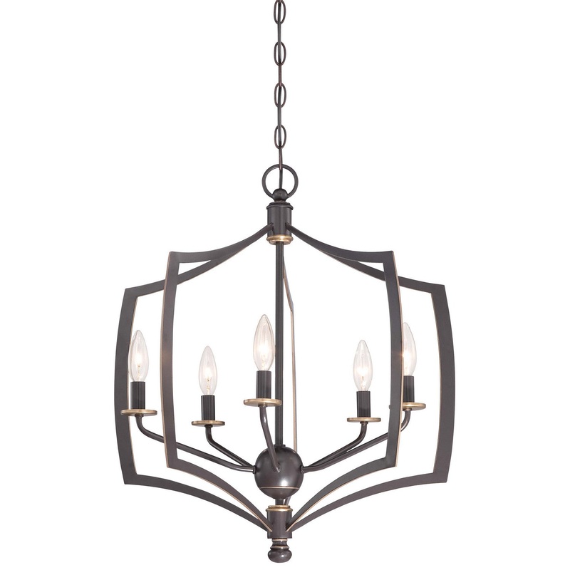 Middletown Five Light Chandelier in Downton Bronze With Gold Highlights