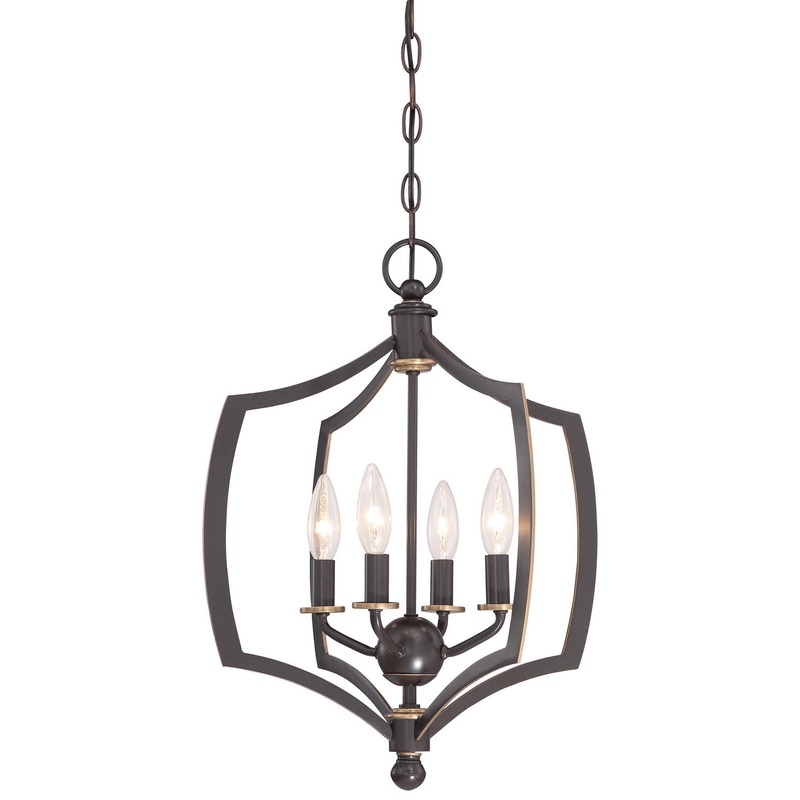 Middletown Four Light Mini Chandelier in Downton Bronze With Gold Highlights
