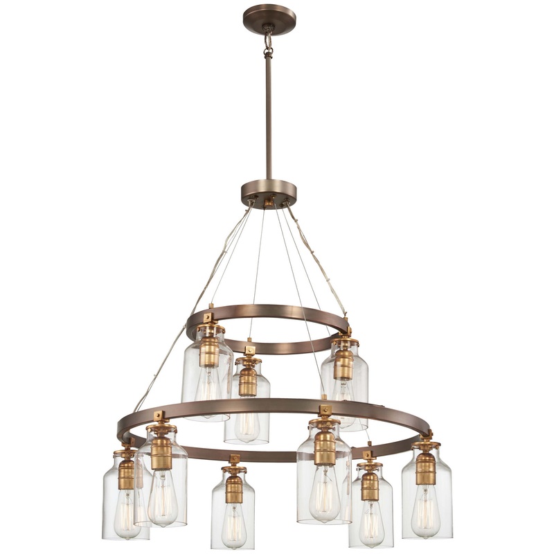 Morrow Nine Light Chandelier in Harvard Court Bronze W/Gold Hi