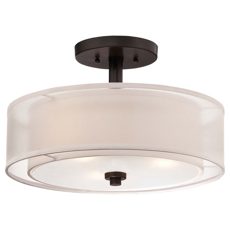 Parsons Studio Three Light Semi Flush Mount in Smoked Iron