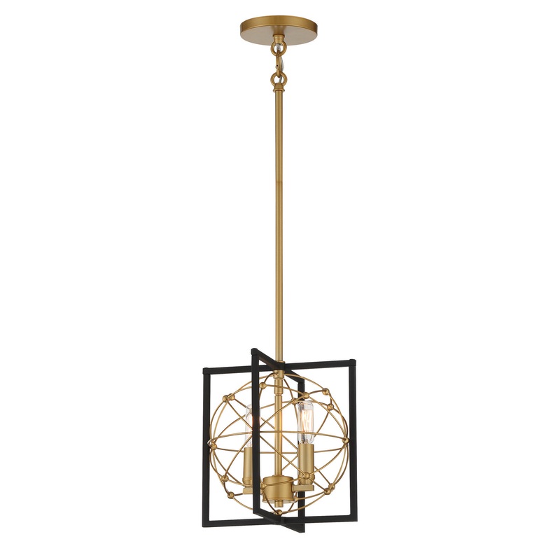Titans Trace Two Light Mini Pendant in Sand Coal W/ Painted Honey Gol
