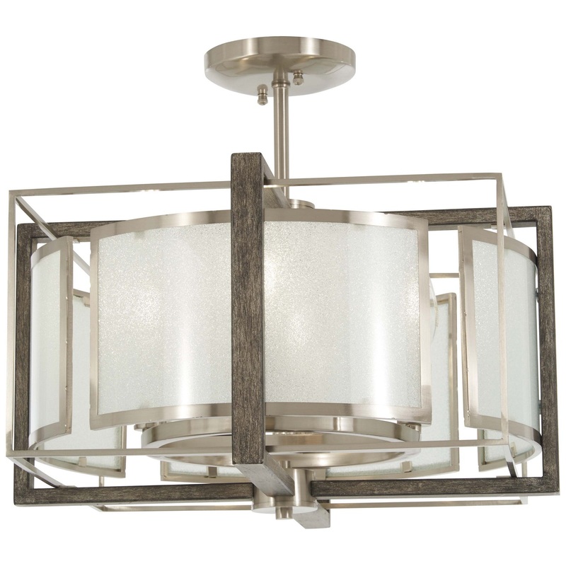 Tyson'S Gate Four Light Pendant(Convertible To Semiflush) in Brushed Nickel W/Shale Wood
