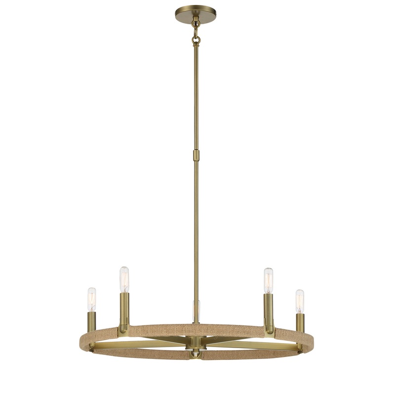 Windward Passage Five Light Chandelier in Soft Brass