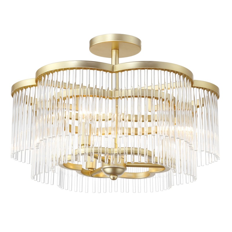 Azura Three Light Semi-Flush in Heirloom Brass