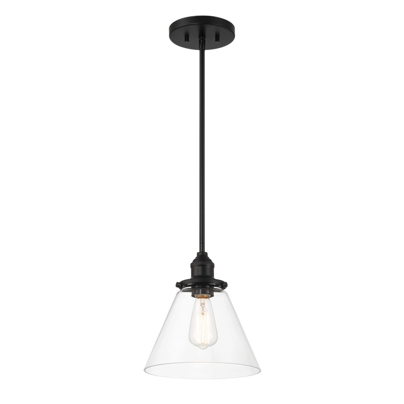 Barwell One Light Mini Pendant in Coal Black