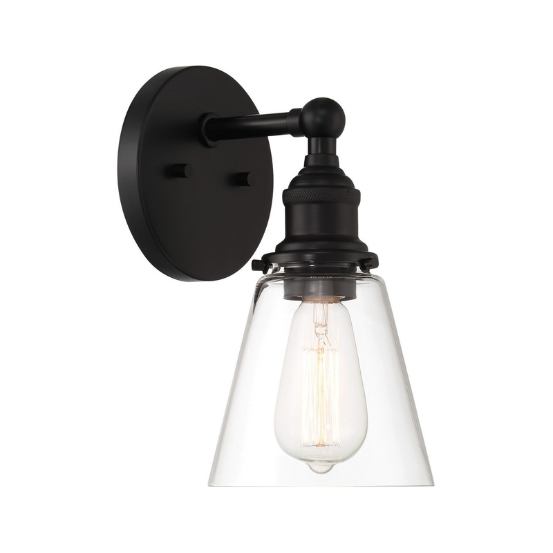 Barwell One Light Wall Sconce in Coal Black