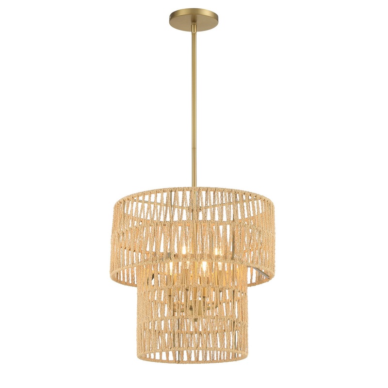 Bungalow Heaven Four Light Pendant in Soft Brass