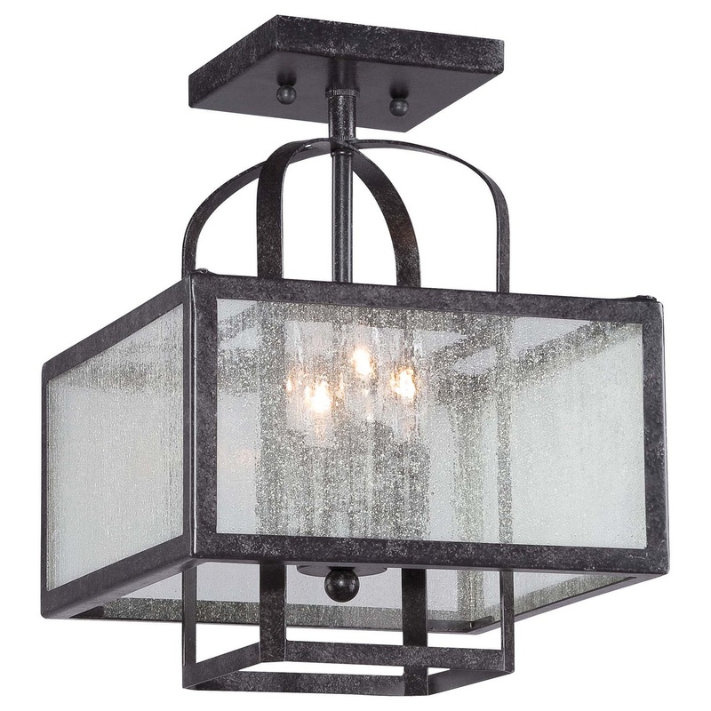Camden Square Four Light Semi Flush Mount in Aged Charcoal