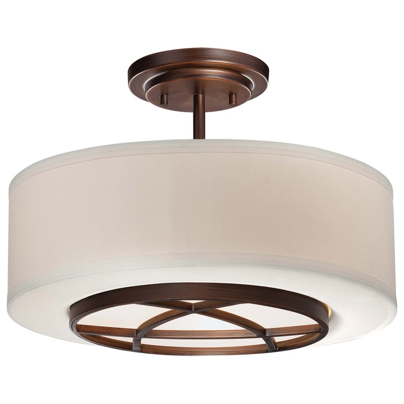 City Club Three Light Semi Flush Mount in Dark Brushed Bronze (Painted)