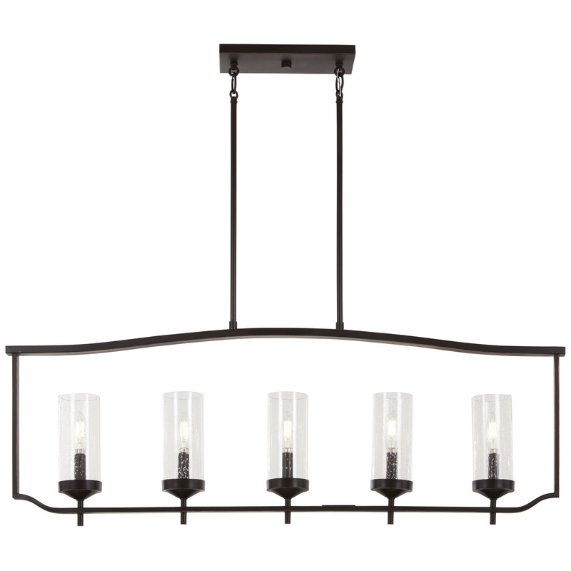 Elyton Five Light Island Pendant in Downton Bronze With Gold Highl