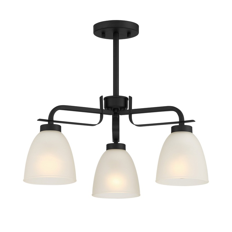 Kaitlen Three Light Semi Flush / Chandelier in Coal