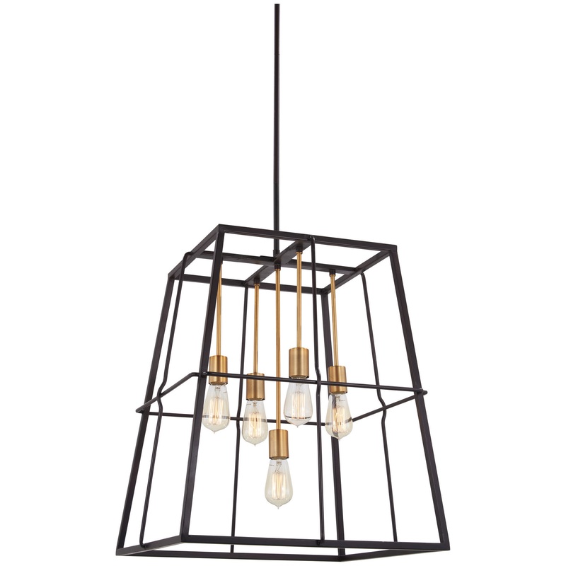 Keeley Calle Five Light Pendant in Painted Bronze W/Natural Brush