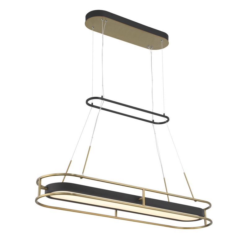 Levitation LED Island Pendant in Sand Coal & Soft Brass