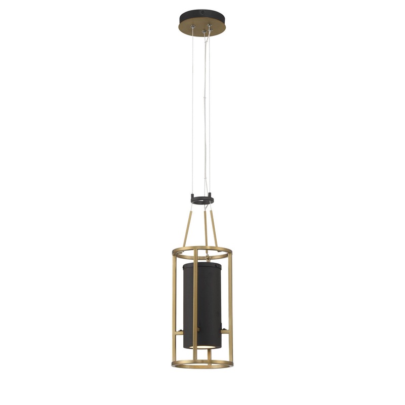 Levitation LED Mini Pendant in Sand Coal & Soft Brass