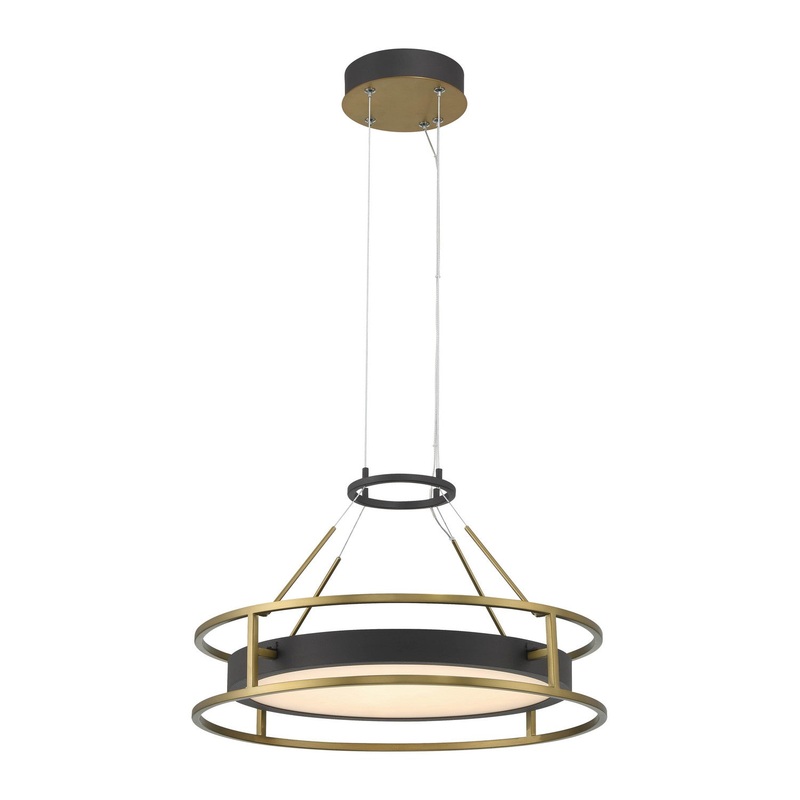 Levitation LED Pendant in Sand Coal & Soft Brass