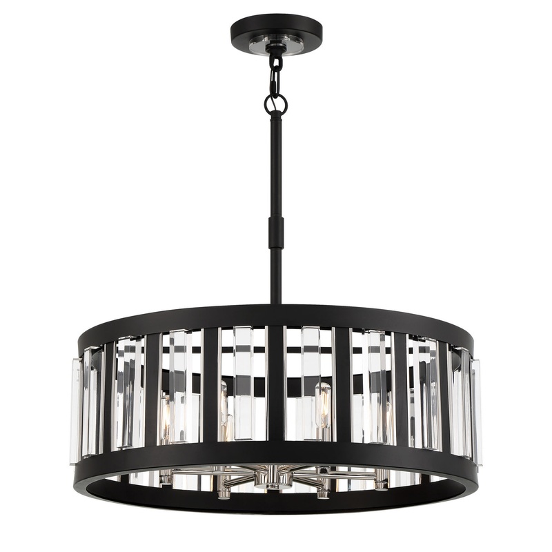 Majestic Splendor Six Light Pendant in Sand Coal And Polished Nickel